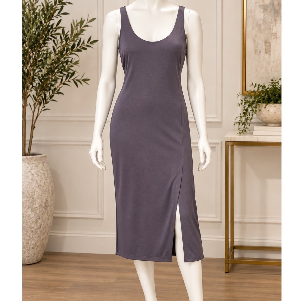 Diane von Furstenberg Womens Dress Lyla Front Slit Purple Solid Size Petite